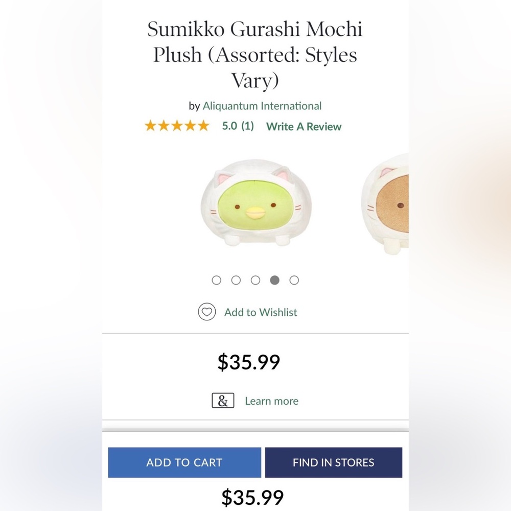White and Green Sumikko Gurashi Mochi Plush